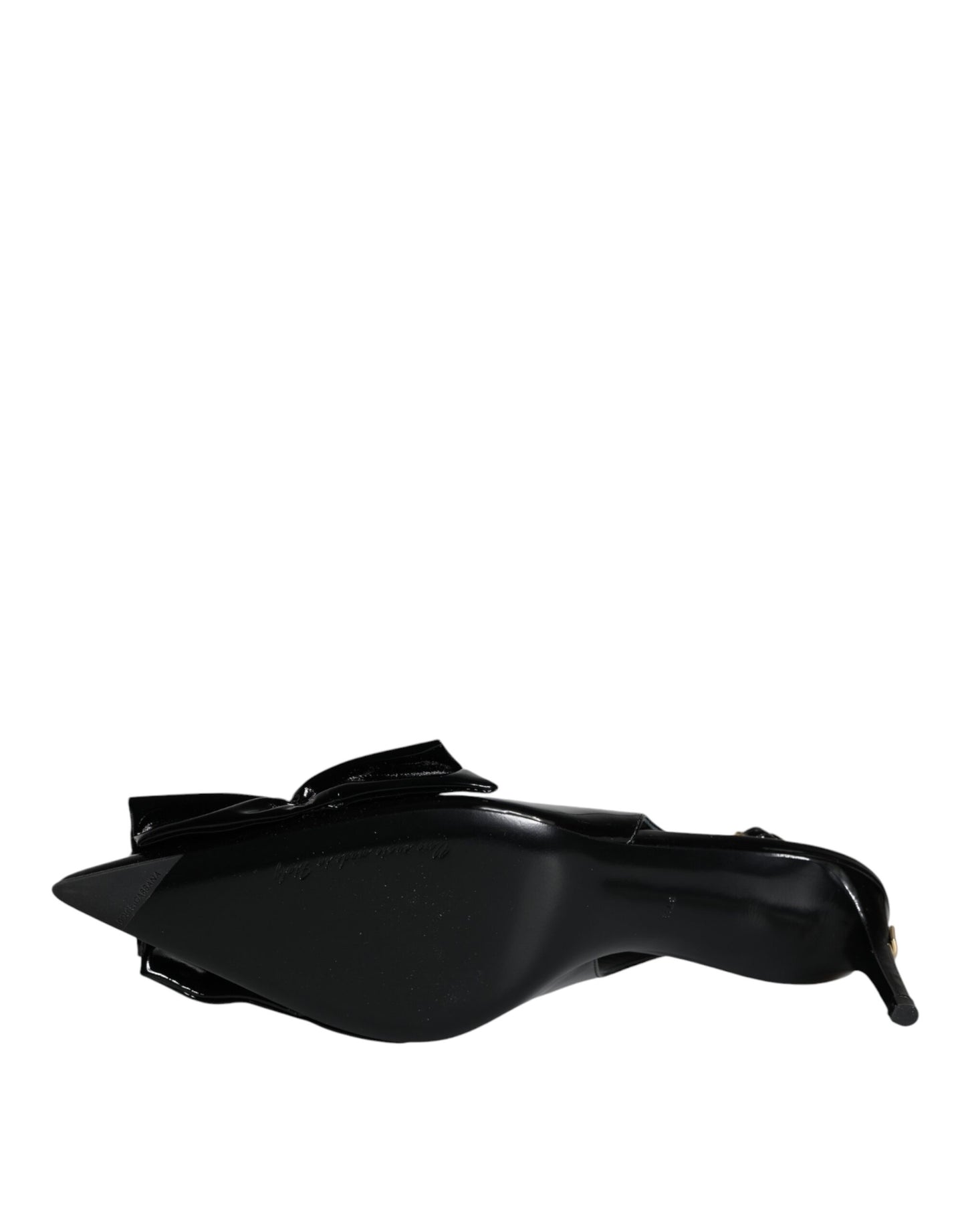 Dolce & Gabbana Sorte Laklæder Slingback Sko med Hæle
