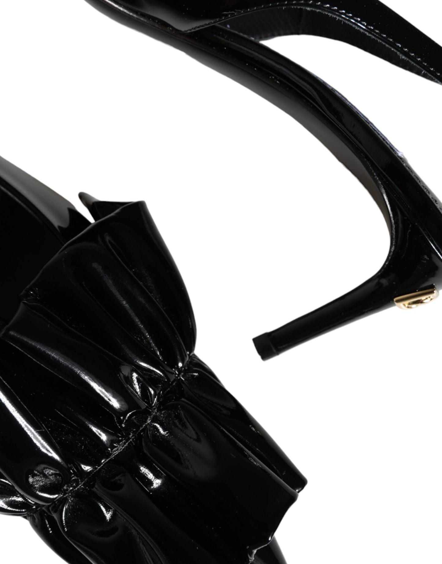 Dolce & Gabbana Sorte Laklæder Slingback Sko med Hæle
