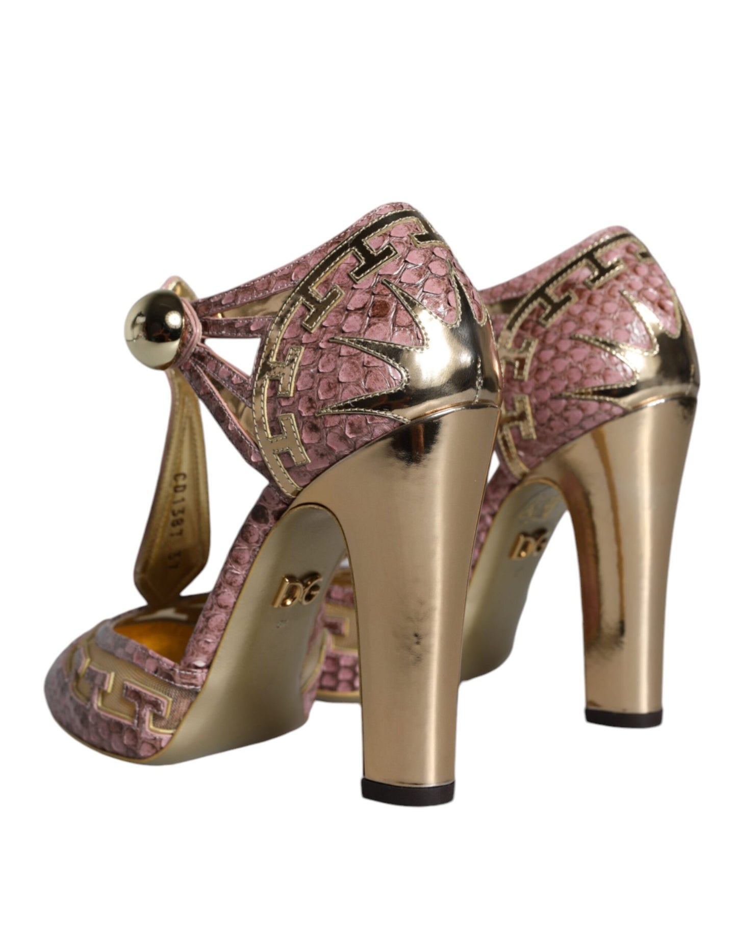 Dolce & Gabbana Pink Gold Læder Pumps T-rem Sandaler Sko