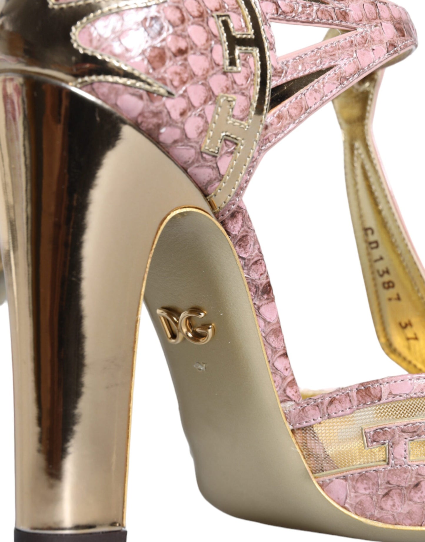 Dolce & Gabbana Pink Gold Læder Pumps T-rem Sandaler Sko