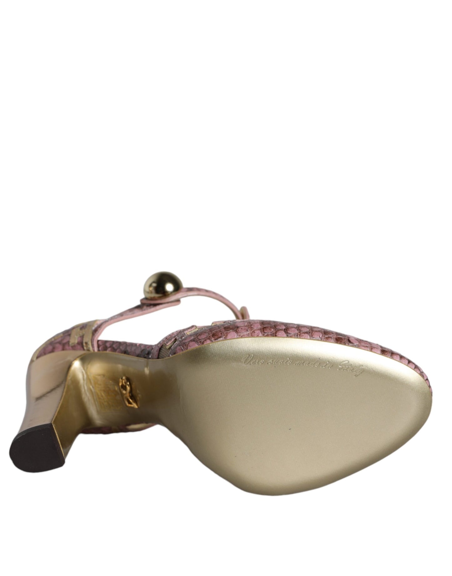 Dolce & Gabbana Pink Gold Læder Pumps T-rem Sandaler Sko