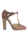 Dolce & Gabbana Pink Gold Læder Pumps T-rem Sandaler Sko