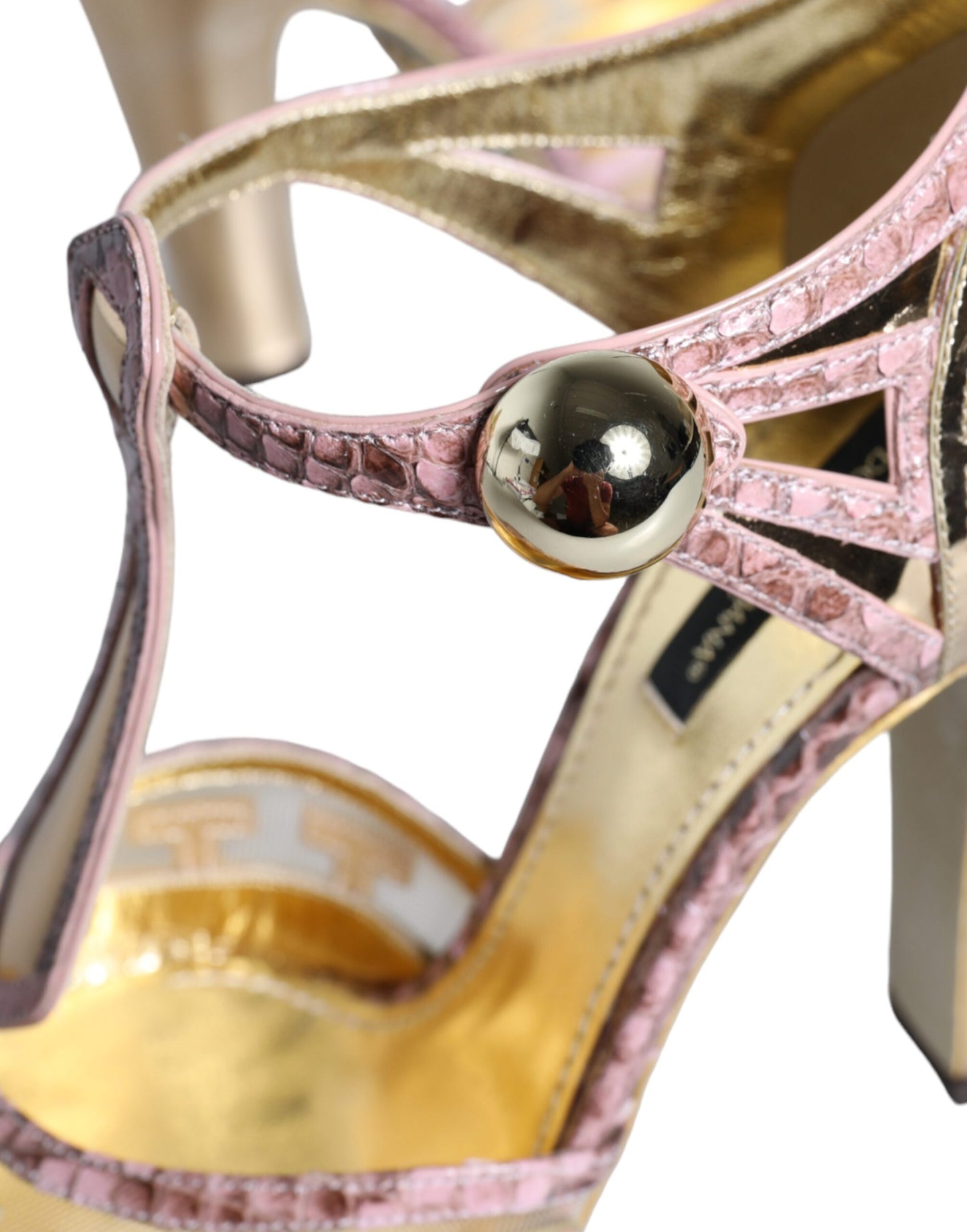 Dolce & Gabbana Pink Gold Læder Pumps T-rem Sandaler Sko