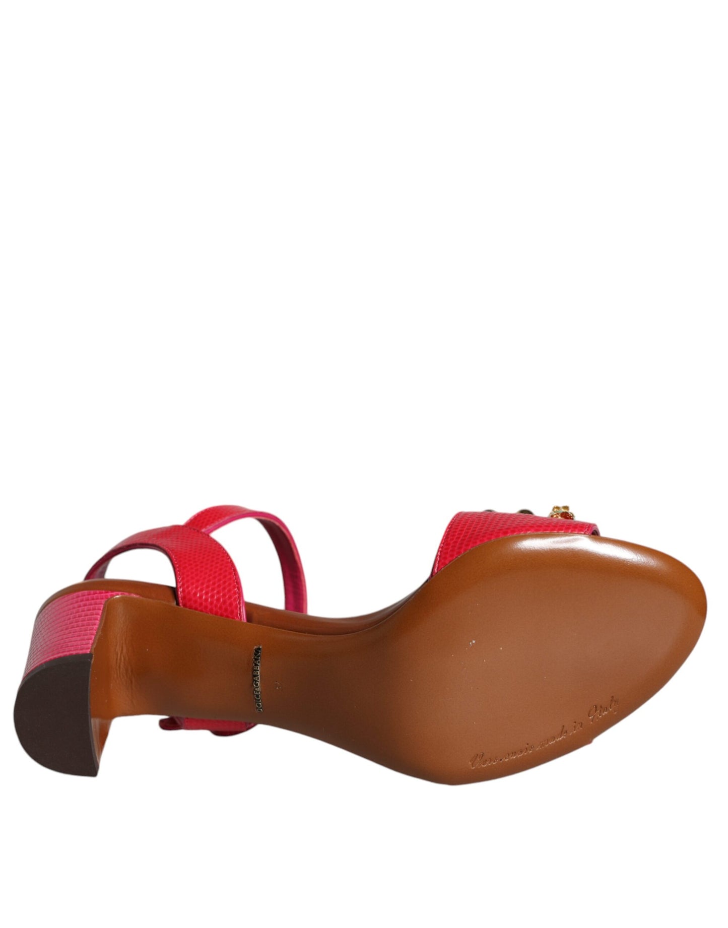 Dolce & Gabbana Fuchsia Læderudsmykkede Keira Sandaler Sko