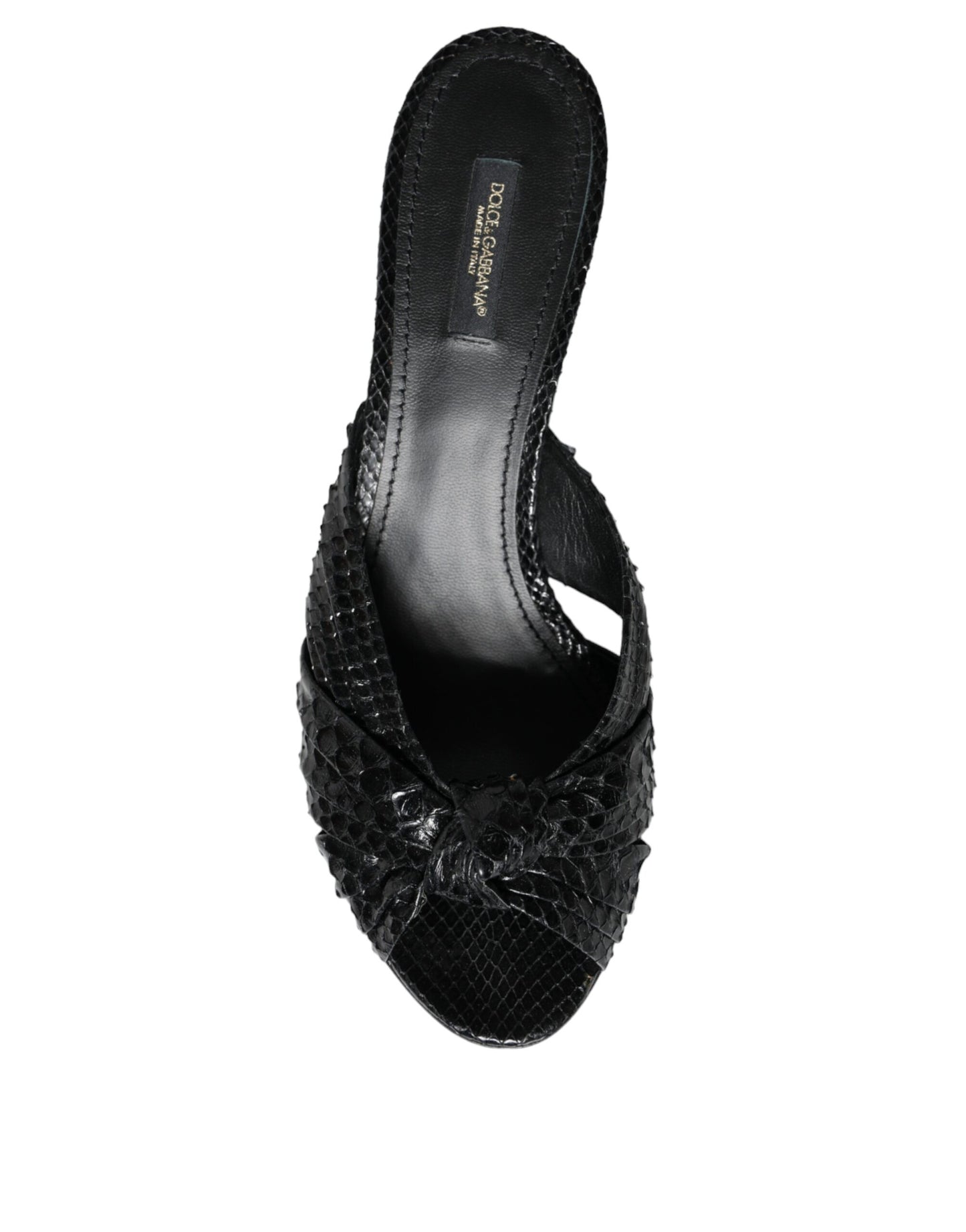 Dolce & Gabbana Sorte Læderhæle Slides Sandaler Sko