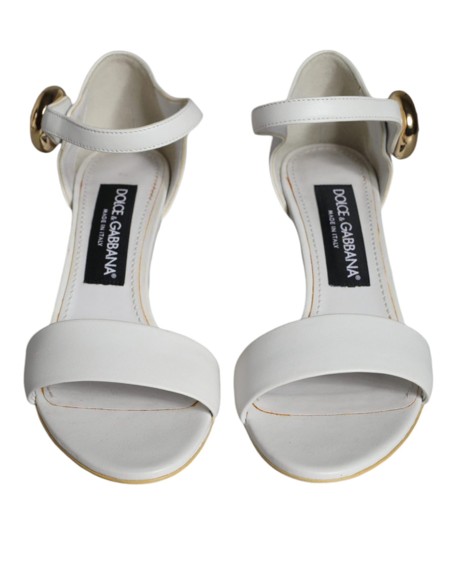 Dolce & Gabbana Hvide Læderhæle Keira Sandaler Sko