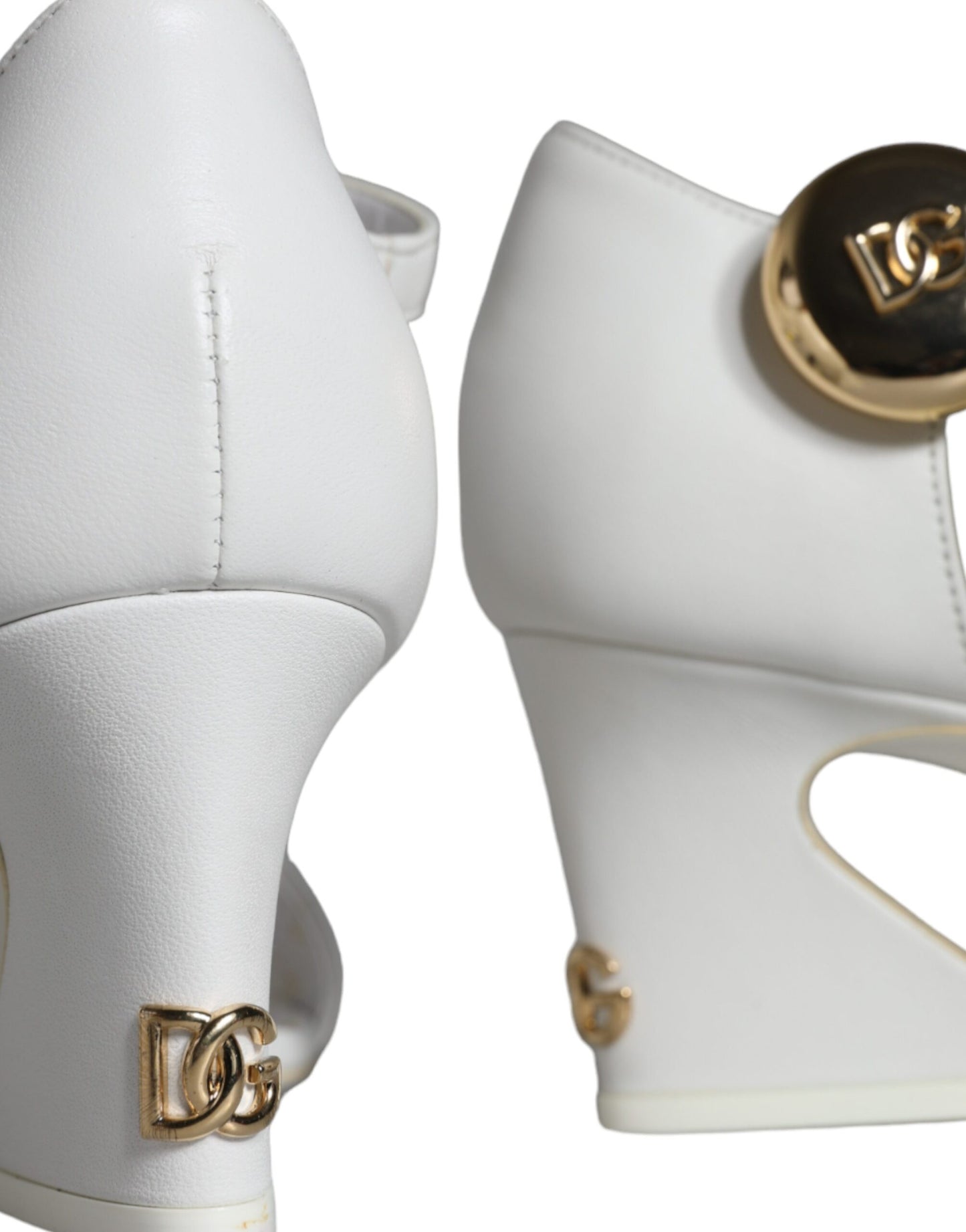Dolce & Gabbana Hvide Læderhæle Keira Sandaler Sko