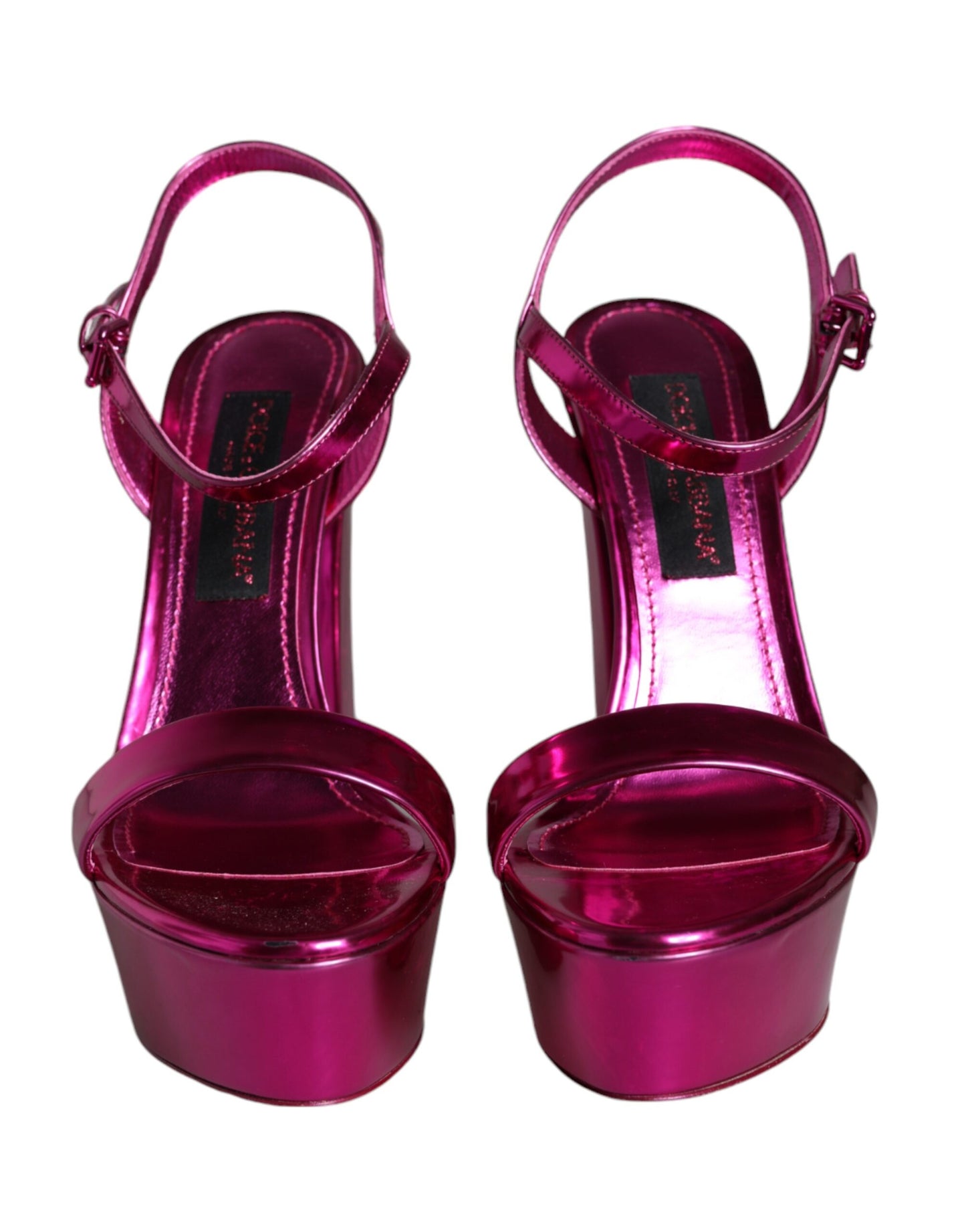 Dolce & Gabbana Fuchsia Læder Platform Logo Keira Sandaler Sko