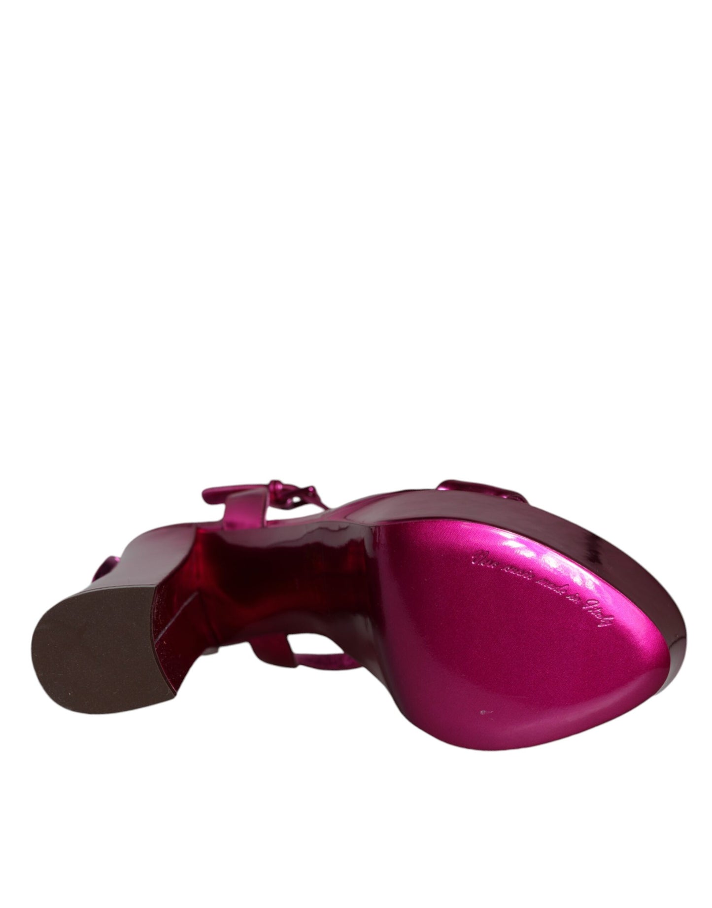 Dolce & Gabbana Fuchsia Læder Platform Logo Keira Sandaler Sko