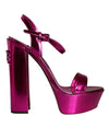 Dolce & Gabbana Fuchsia Læder Platform Logo Keira Sandaler Sko