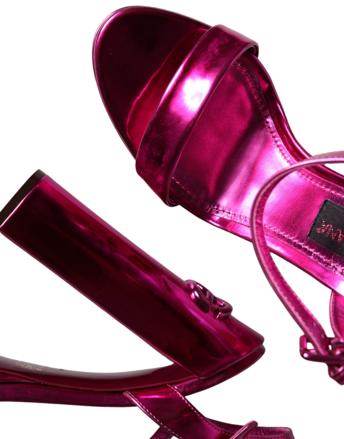 Dolce & Gabbana Fuchsia Læder Platform Logo Keira Sandaler Sko
