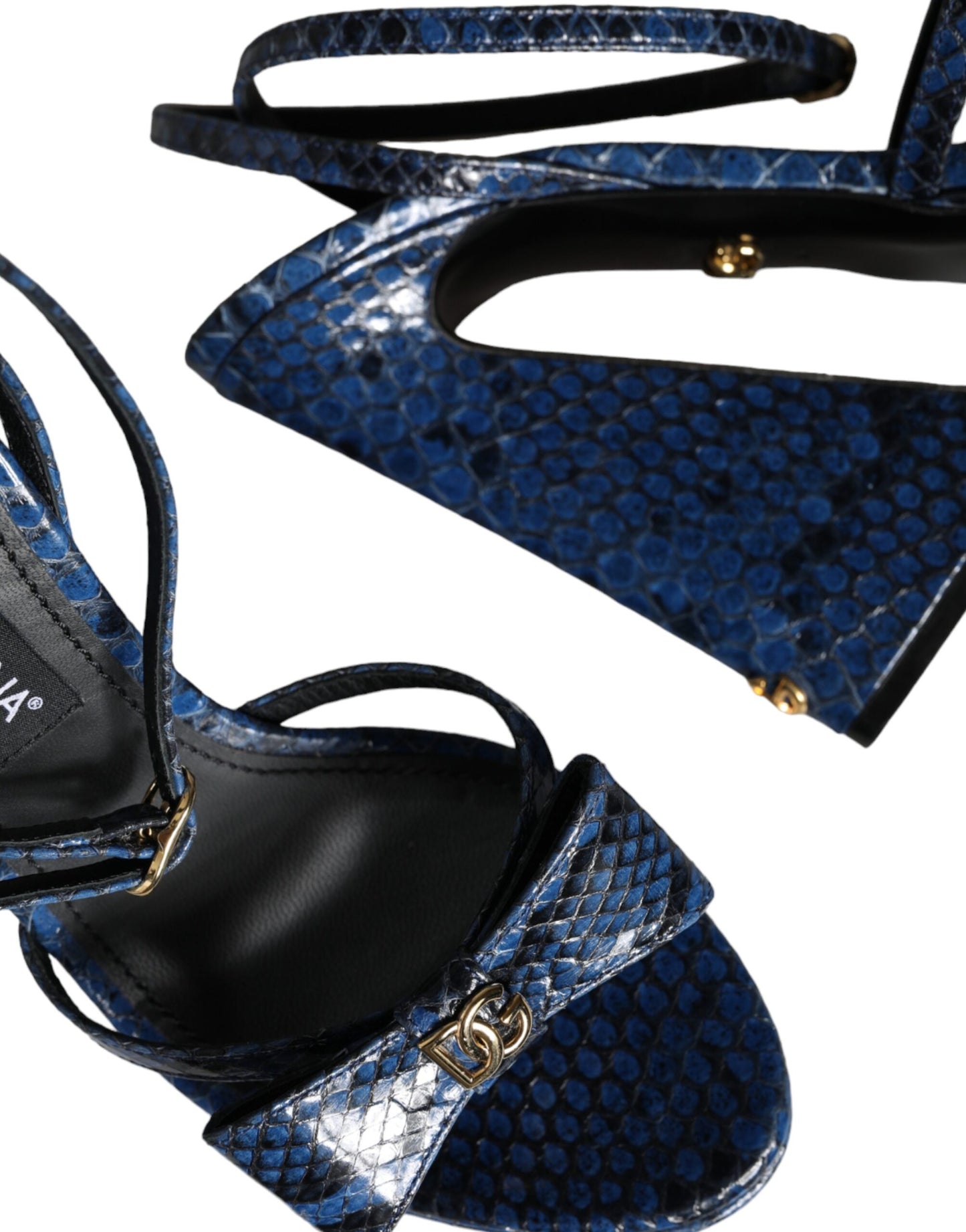 Dolce & Gabbana Blå Læder Sandaler med Ankelrem og Høje Hæle