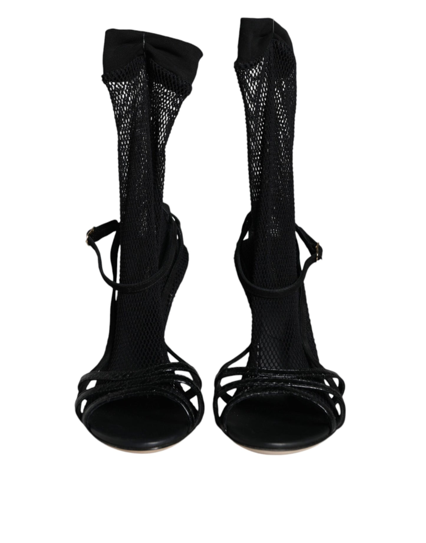 Dolce & Gabbana Sorte Mesh Stilettohæle Sandaler Sko