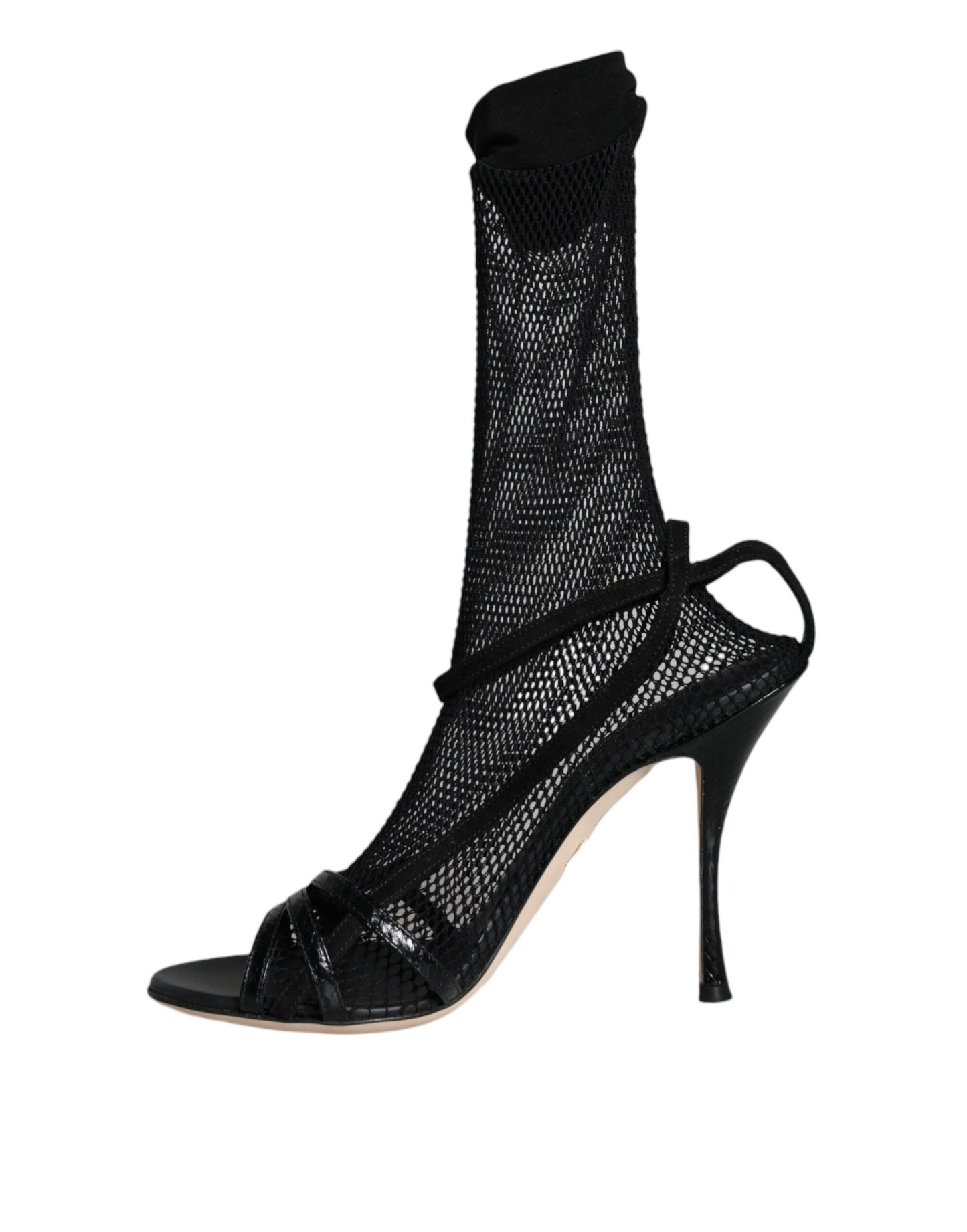 Dolce & Gabbana Sorte Mesh Stilettohæle Sandaler Sko