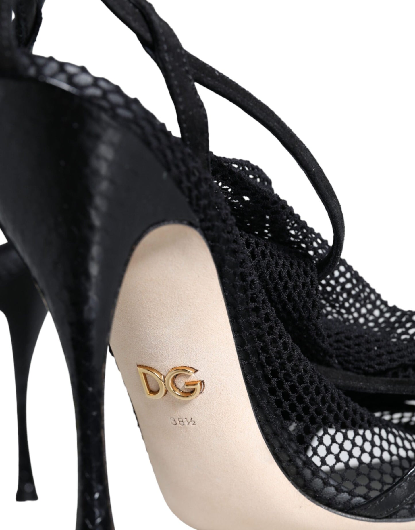 Dolce & Gabbana Sorte Mesh Stilettohæle Sandaler Sko