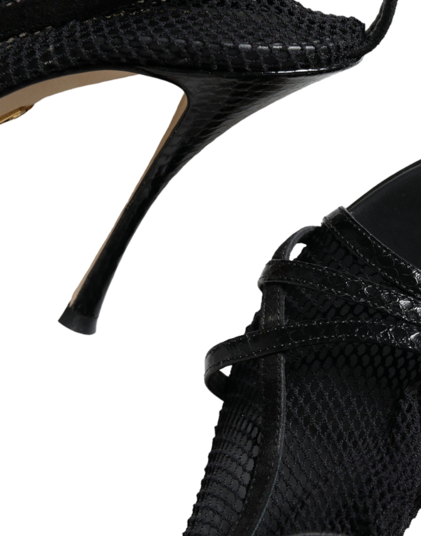Dolce & Gabbana Sorte Mesh Stilettohæle Sandaler Sko