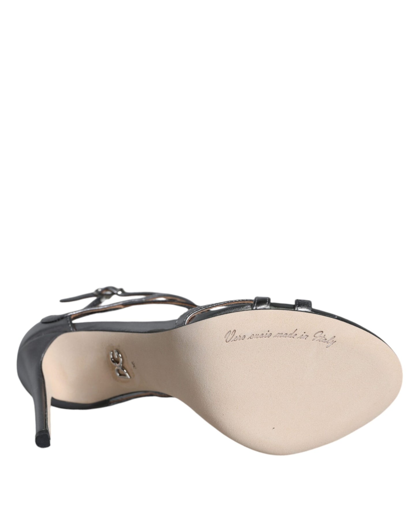 Dolce & Gabbana Sølvfarvede Keira Læder Sandaler Sko
