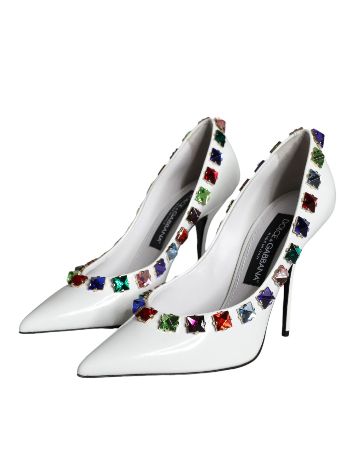 Dolce & Gabbana Hvide Krystaller Læder Højhælede Pumps Sko