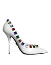 Dolce & Gabbana Hvide Krystaller Læder Højhælede Pumps Sko