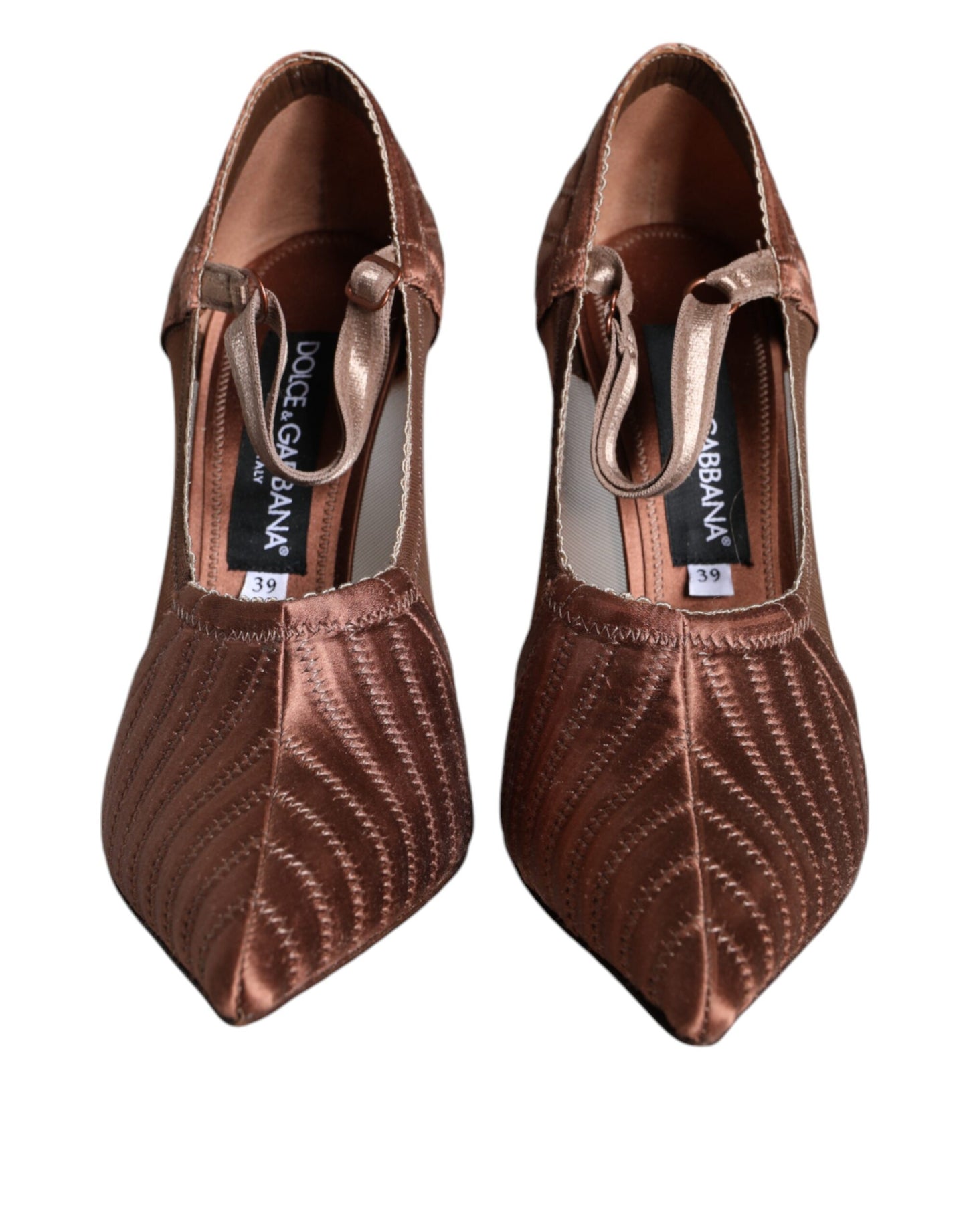 Dolce & Gabbana Brune Mesh Viskose Pumps Sko Med Ankelrem