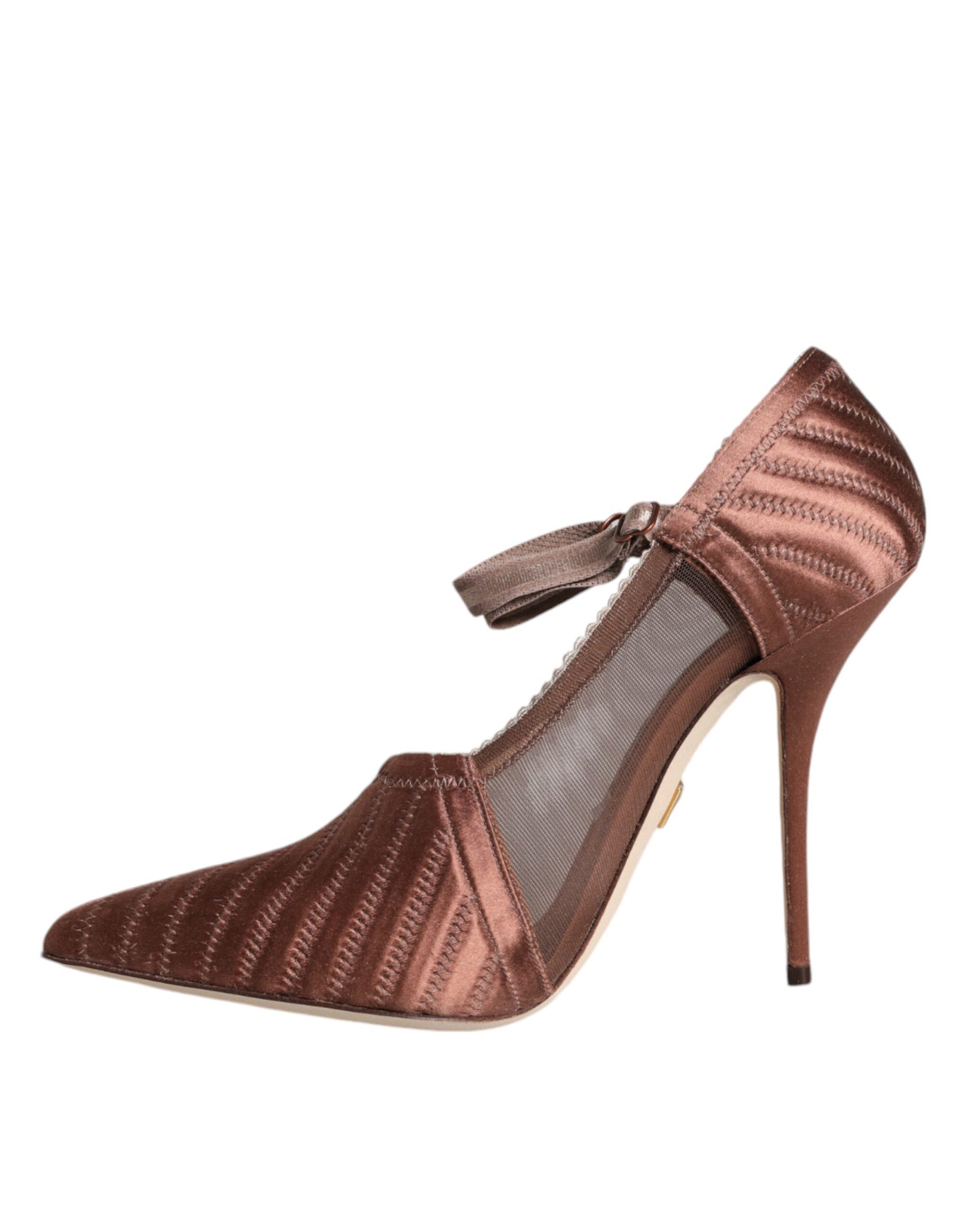 Dolce & Gabbana Brune Mesh Viskose Pumps Sko Med Ankelrem