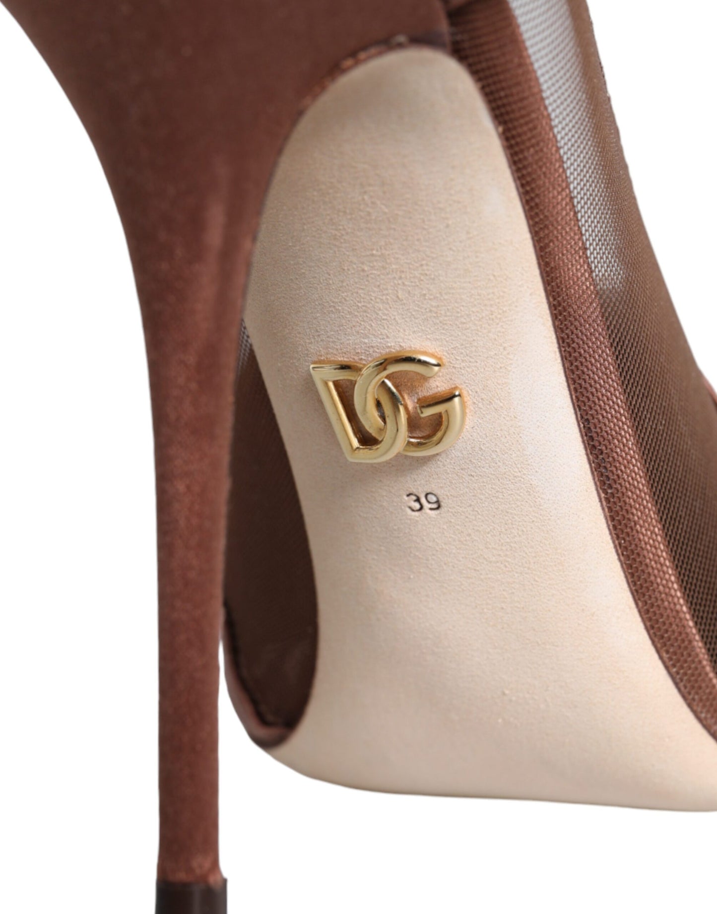 Dolce & Gabbana Brune Mesh Viskose Pumps Sko Med Ankelrem