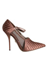 Dolce & Gabbana Brune Mesh Viskose Pumps Sko Med Ankelrem