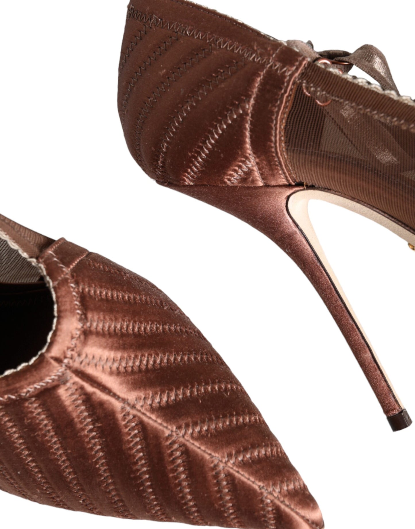Dolce & Gabbana Brune Mesh Viskose Pumps Sko Med Ankelrem