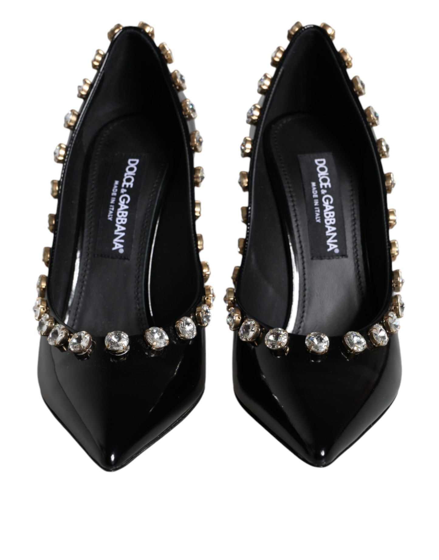 Dolce & Gabbana Sorte Krystaller Læder Højhælede Pumps Sko