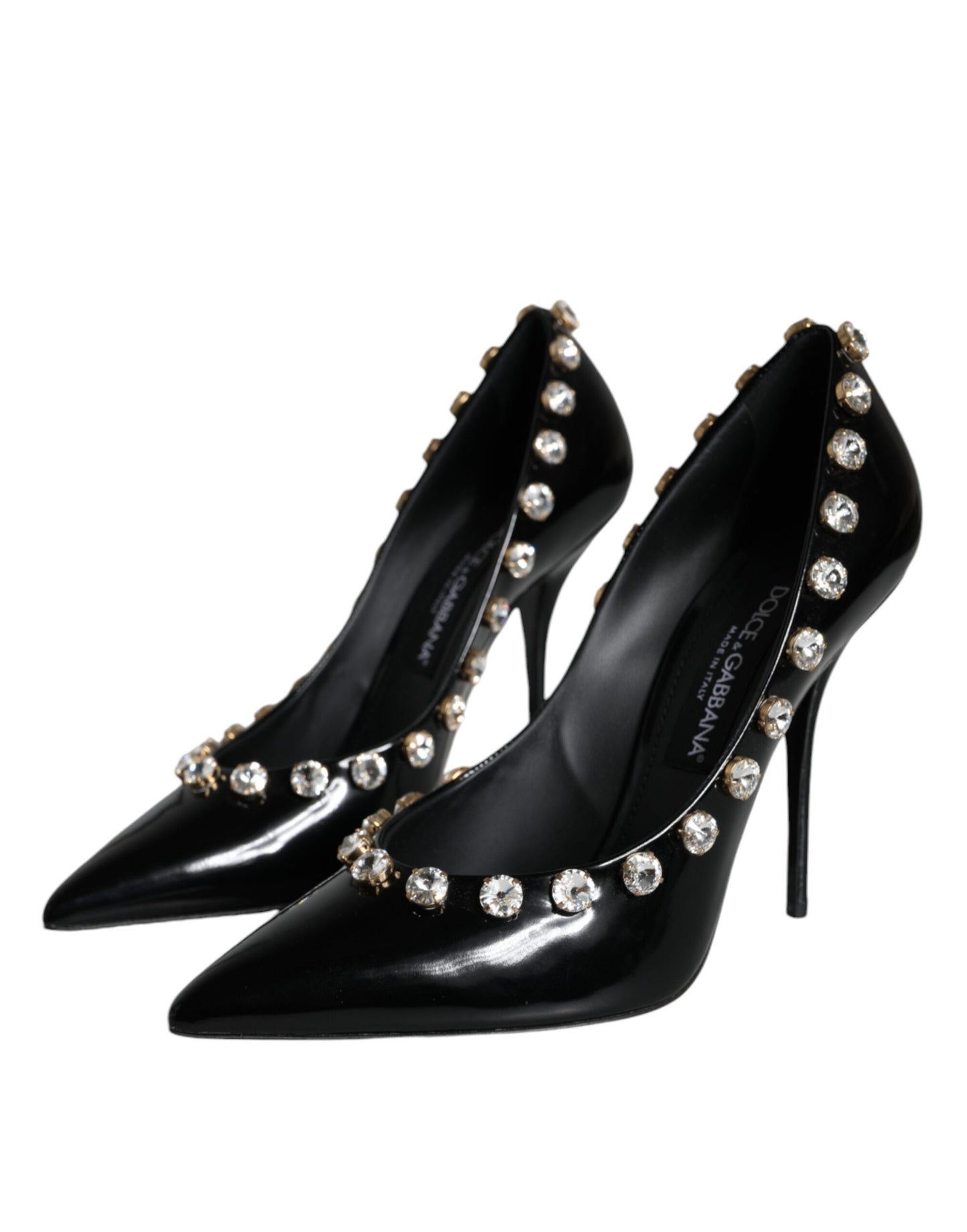 Dolce & Gabbana Sorte Krystaller Læder Højhælede Pumps Sko