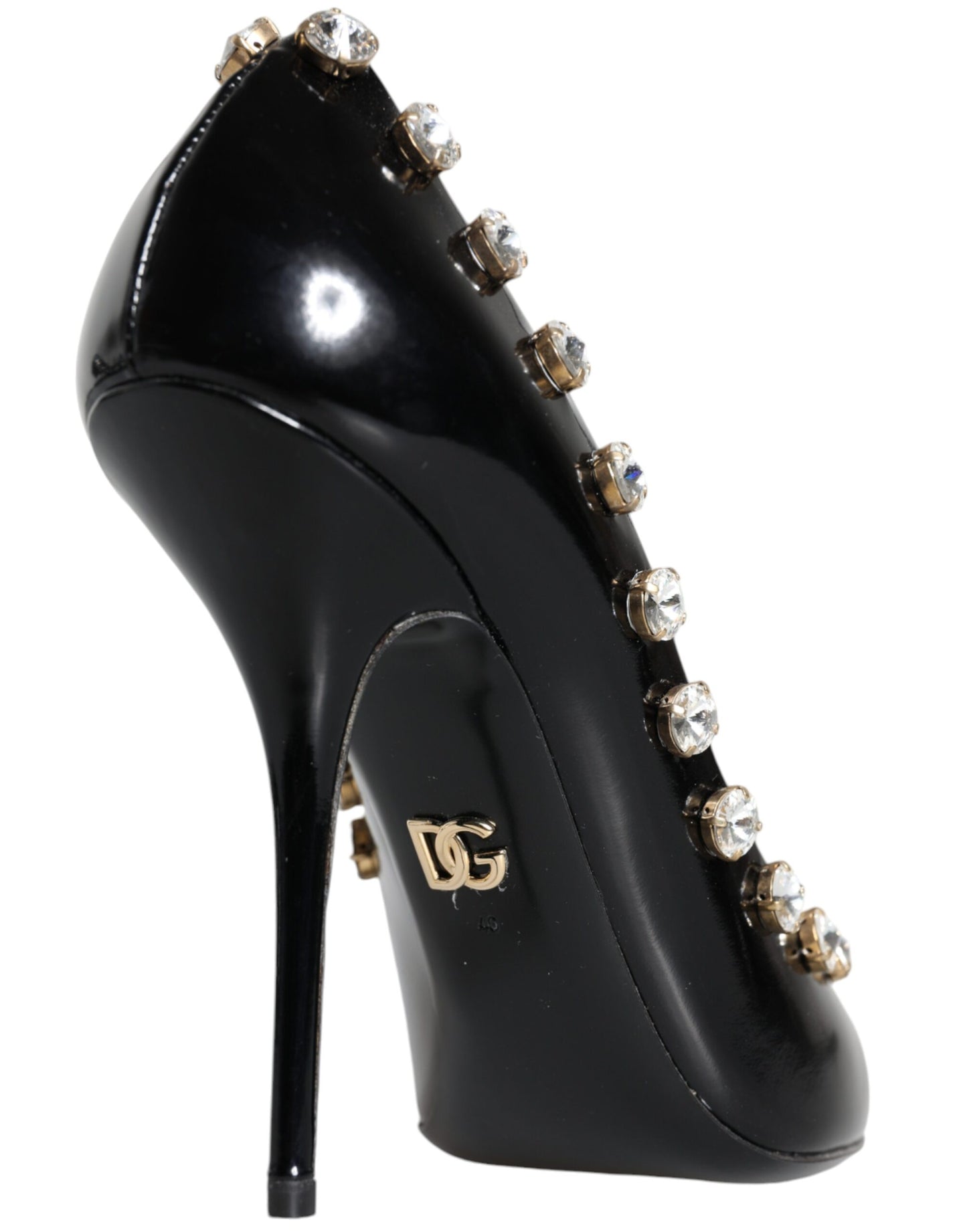 Dolce & Gabbana Sorte Krystaller Læder Højhælede Pumps Sko