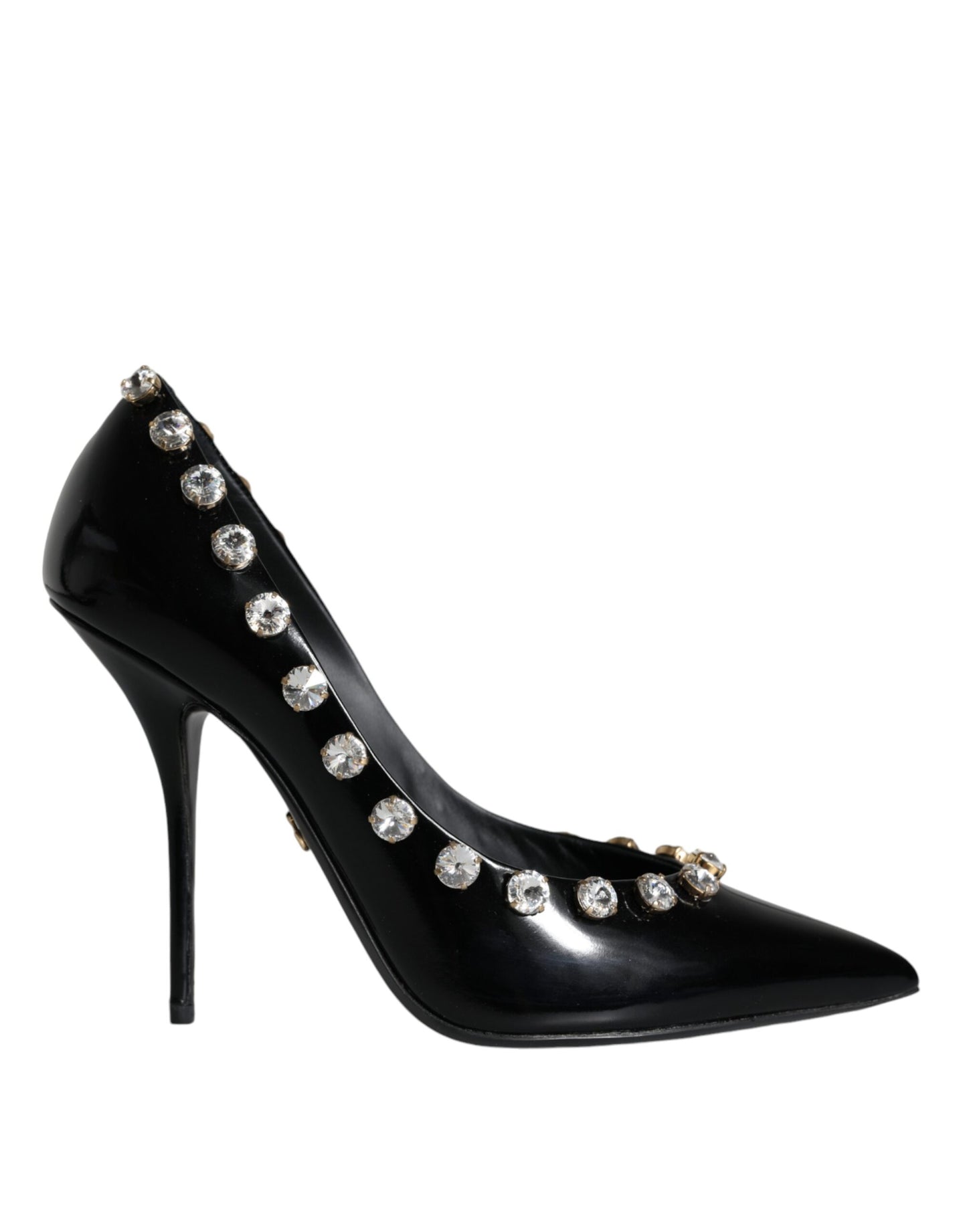 Dolce & Gabbana Sorte Krystaller Læder Højhælede Pumps Sko
