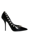 Dolce & Gabbana Sorte Krystaller Læder Højhælede Pumps Sko