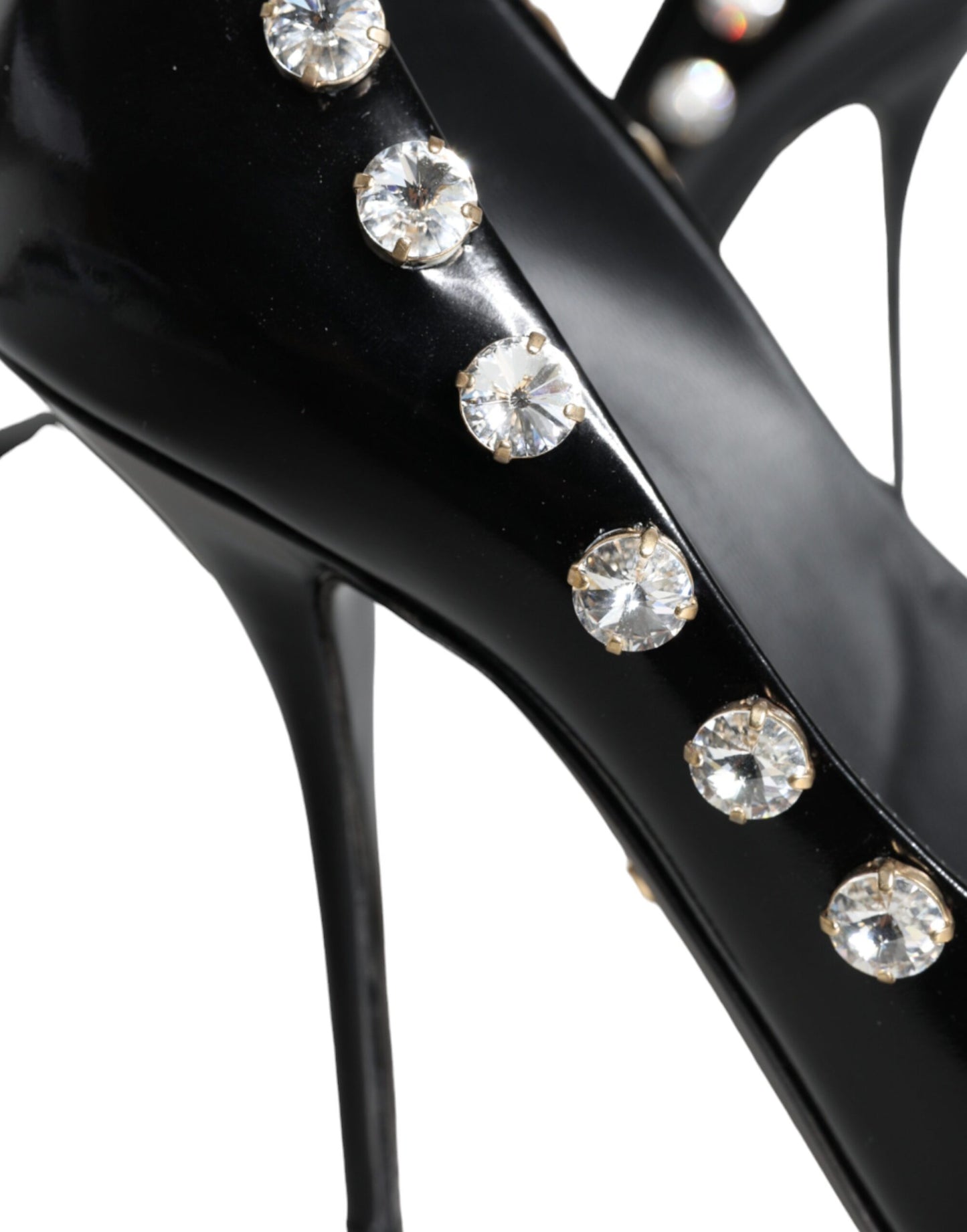 Dolce & Gabbana Sorte Krystaller Læder Højhælede Pumps Sko