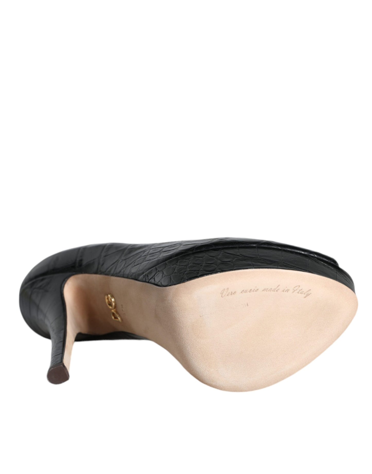 Dolce & Gabbana Sorte Læder Platformhæle Pumps Sko
