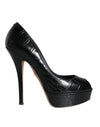 Dolce & Gabbana Sorte Læder Platformhæle Pumps Sko