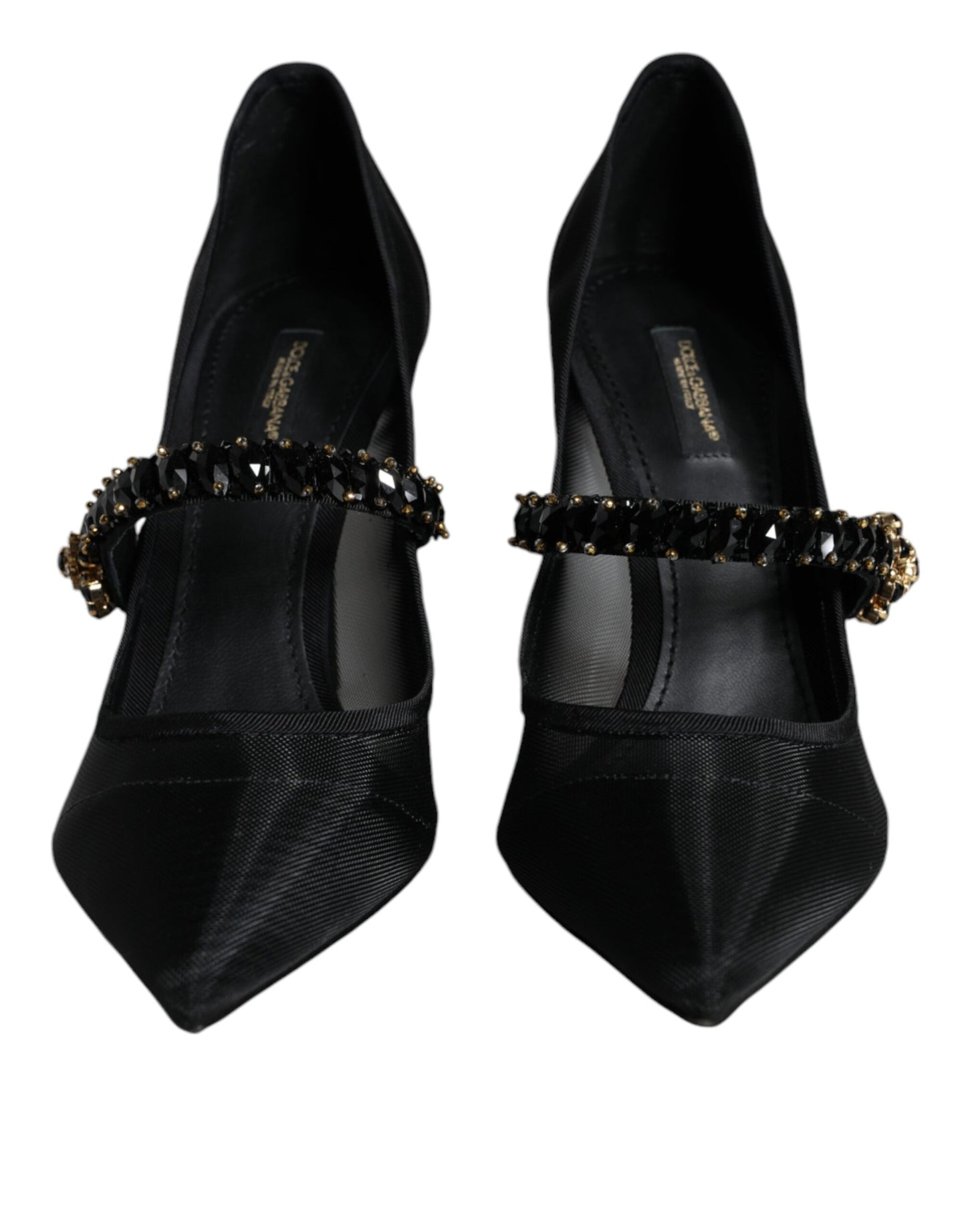 Dolce & Gabbana Sorte Mesh Mary Jane Krystalhæl Pumps Sko
