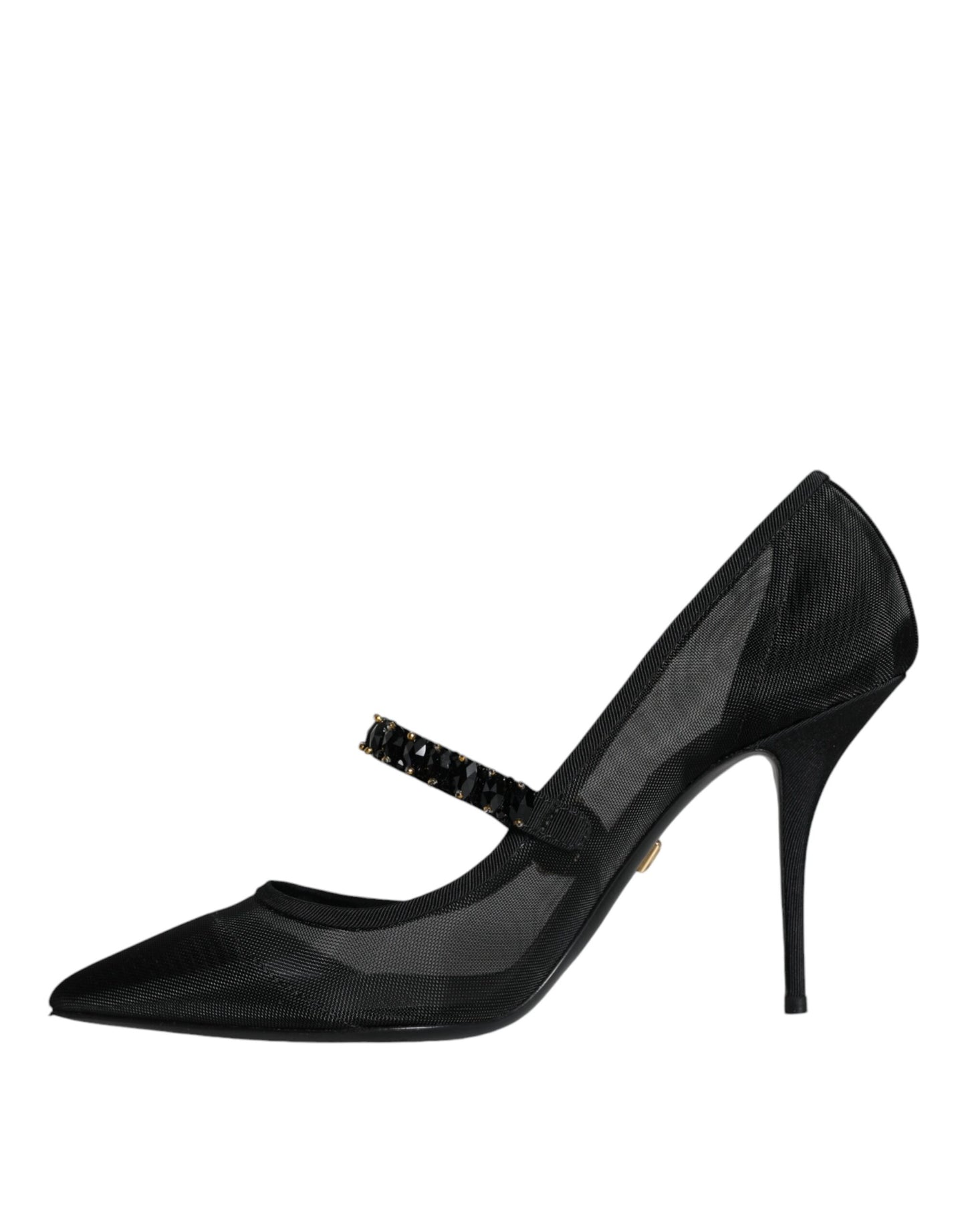 Dolce & Gabbana Sorte Mesh Mary Jane Krystalhæl Pumps Sko