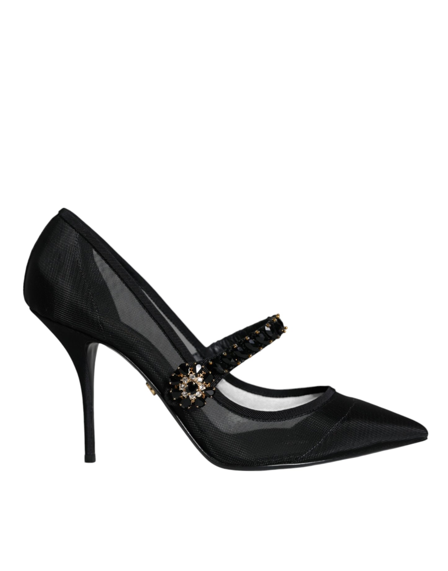 Dolce & Gabbana Sorte Mesh Mary Jane Krystalhæl Pumps Sko