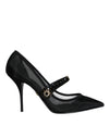 Dolce & Gabbana Sorte Mesh Mary Jane Krystalhæl Pumps Sko