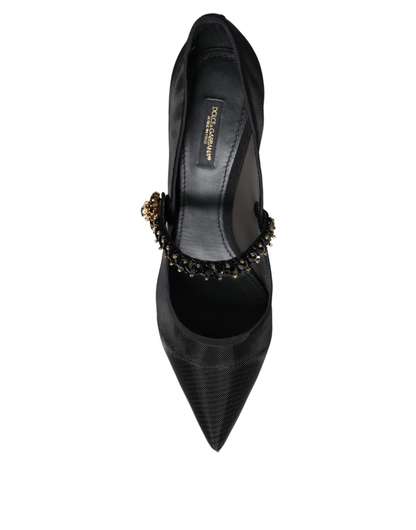 Dolce & Gabbana Sorte Mesh Mary Jane Krystalhæl Pumps Sko