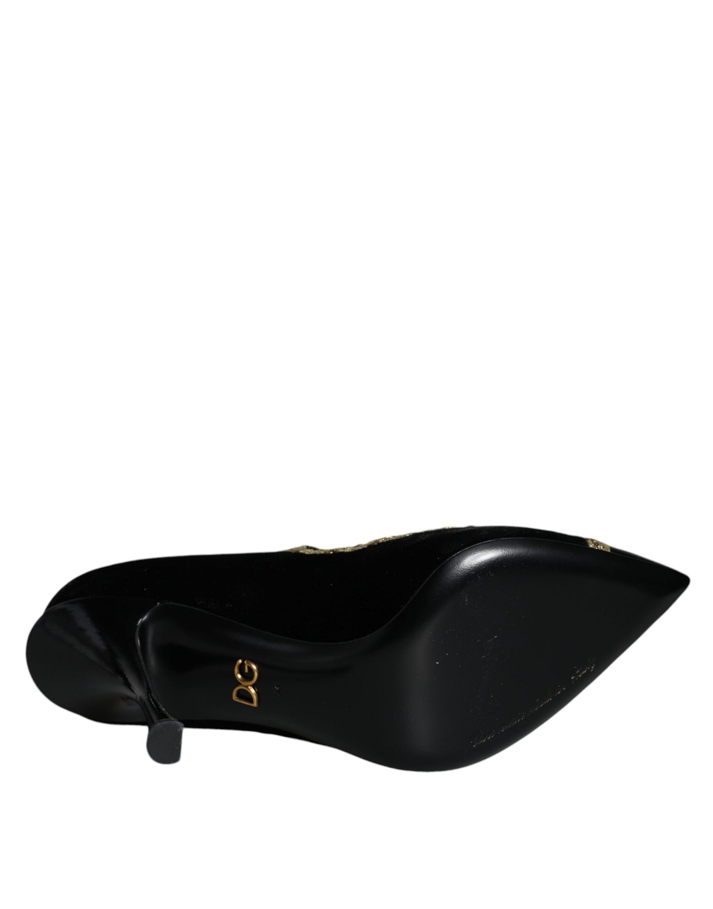 Dolce & Gabbana Sorte Mary Janes Fløjl Guld Pumps Sko