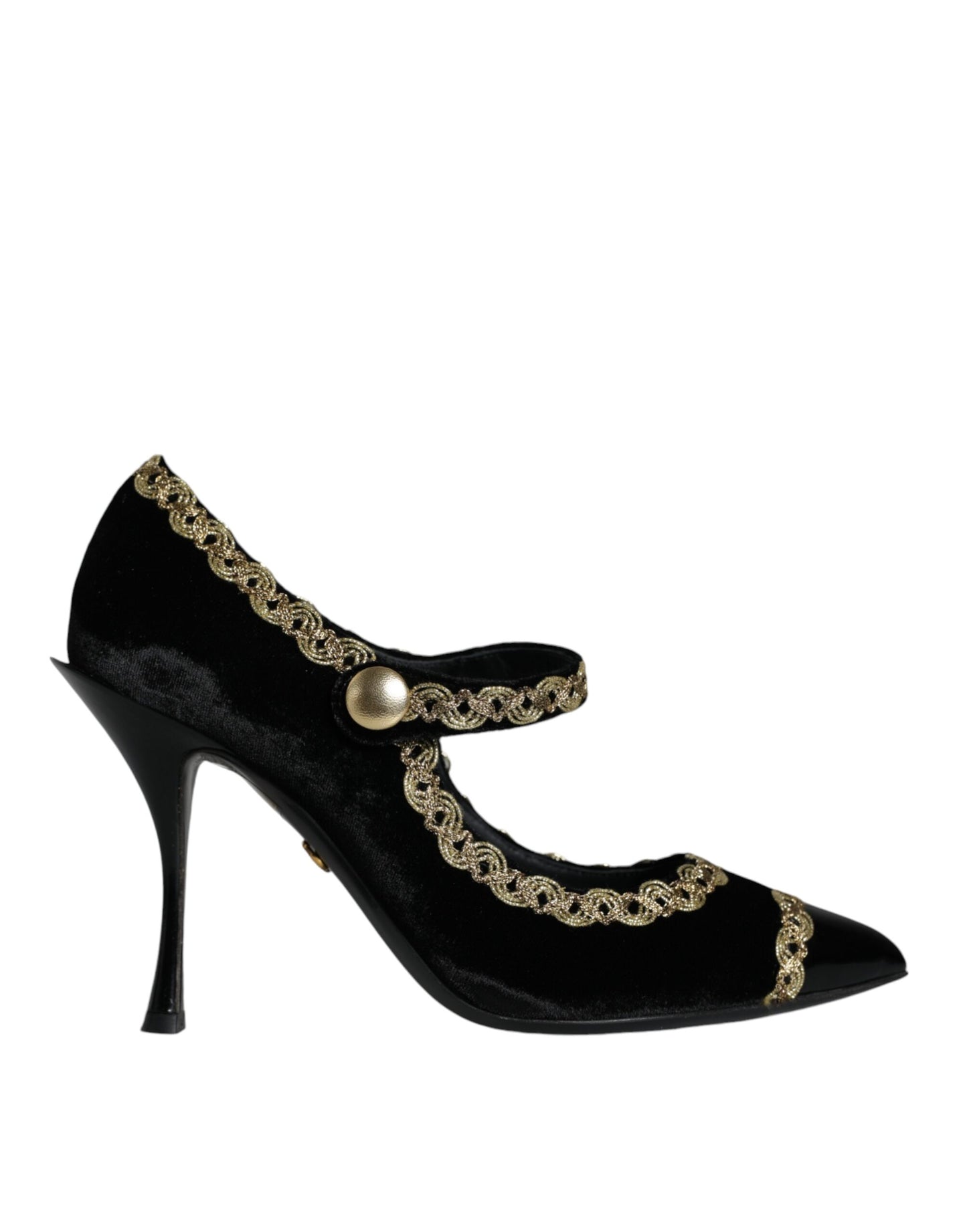 Dolce & Gabbana Sorte Mary Janes Fløjl Guld Pumps Sko