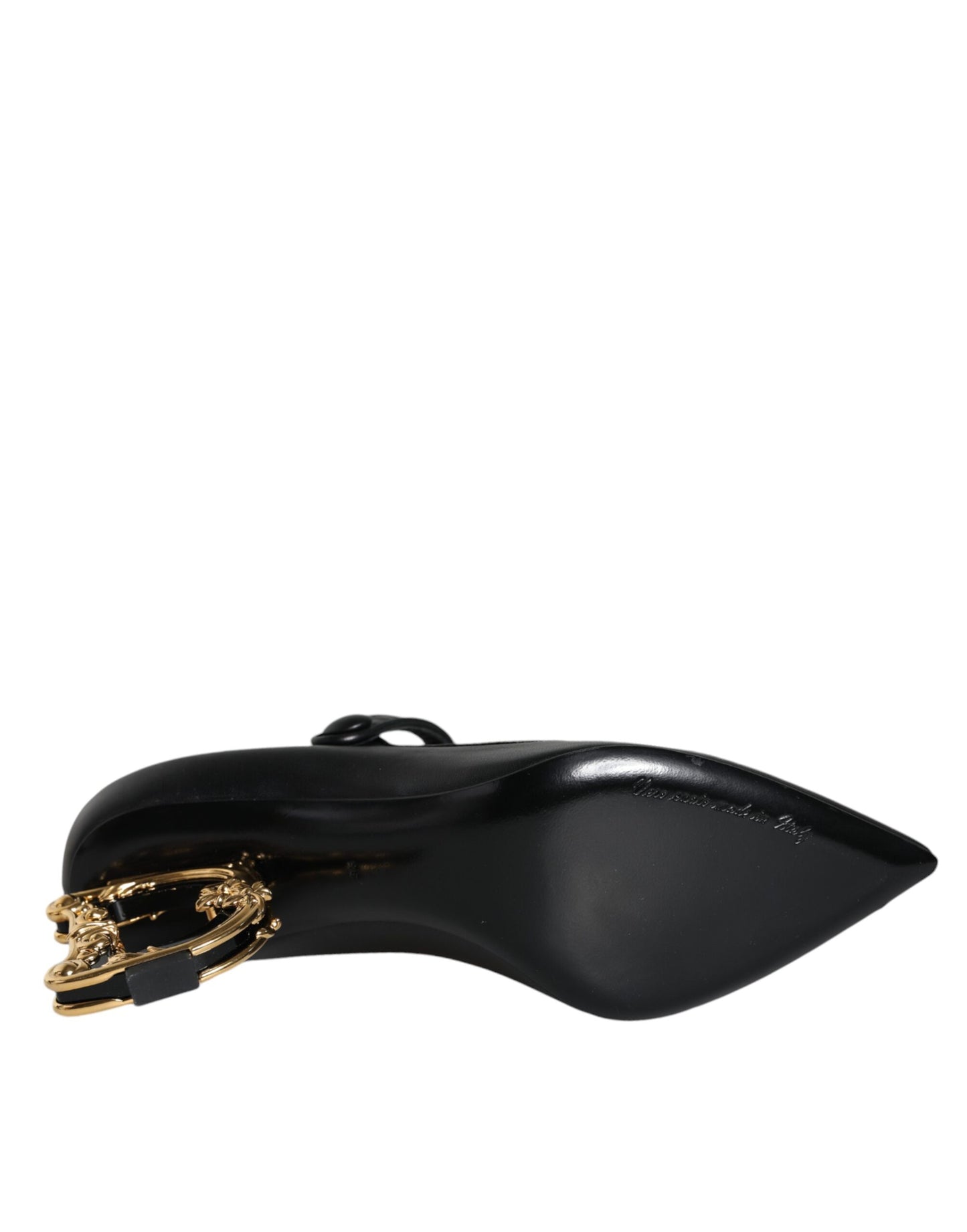 Dolce & Gabbana Sorte Læder Logo Hæle Mary Janes Pumps Sko