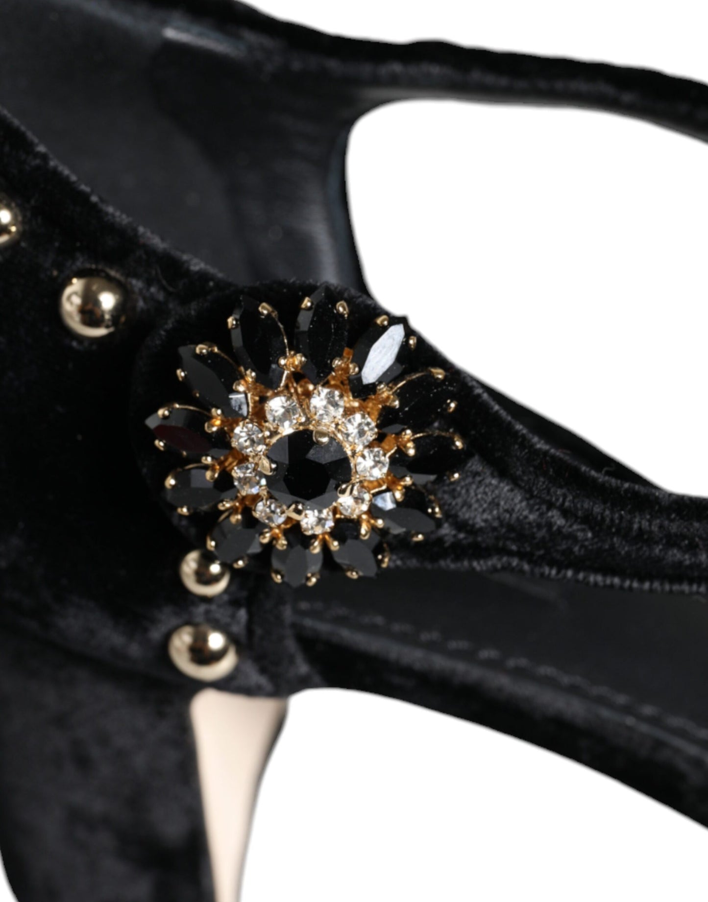 Dolce & Gabbana Sorte Fløjlsrose Pumps Med Ankelrem