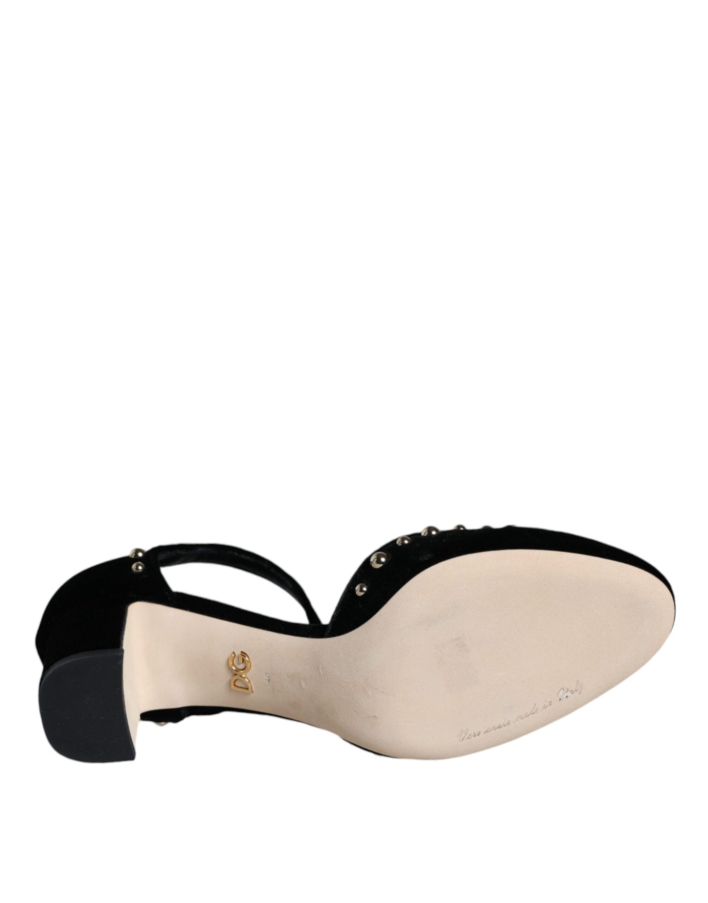 Dolce & Gabbana Sorte Fløjlsrose Pumps Med Ankelrem