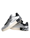 Dolce & Gabbana Sølvfarvede Portofino Sneakers i Kalveskind