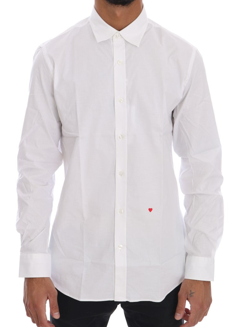 Moschino Elegant Hvid Slim-Fit Bomuldsskjorte