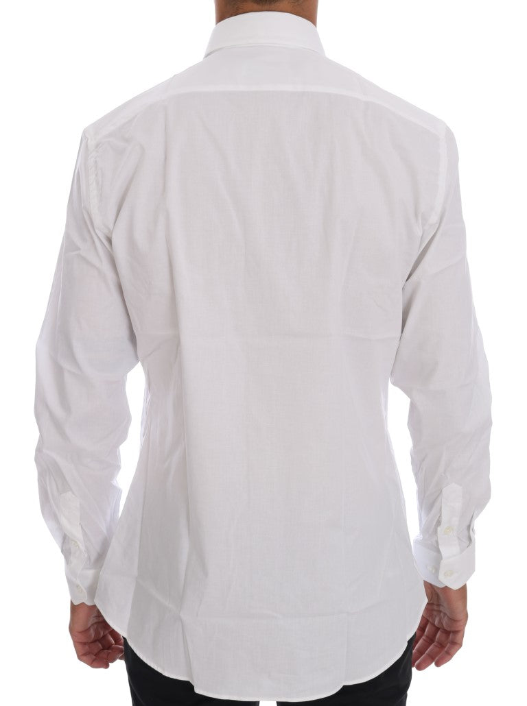 Moschino Elegant Hvid Slim-Fit Bomuldsskjorte