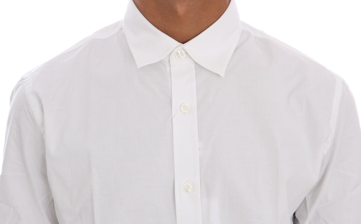 Moschino Elegant Hvid Slim-Fit Bomuldsskjorte